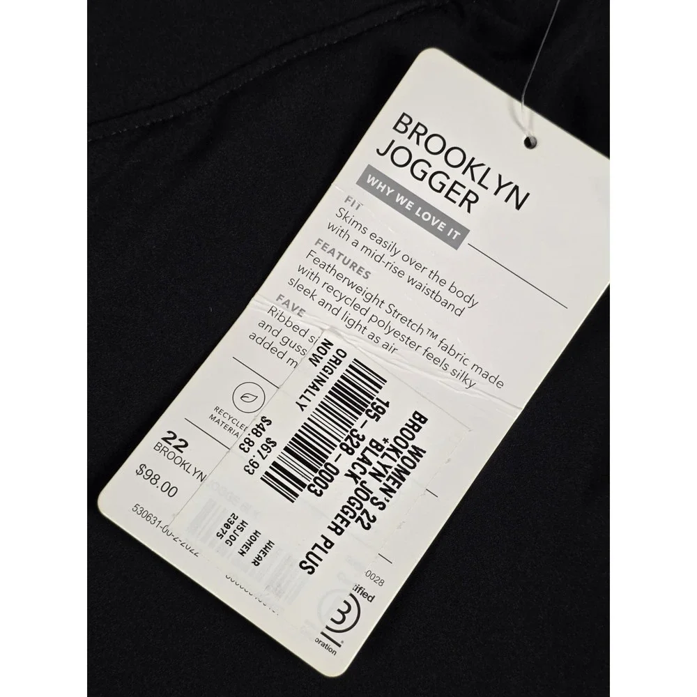 ATHLETA Brooklyn Joggers Black Solid Pattern Tapered Women's Size 22 NWT - Picture 3 of 9